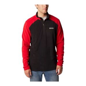 Columbia Men's Lake Aloha Half Zip Fleece Pullover Black Red Size‎ Large